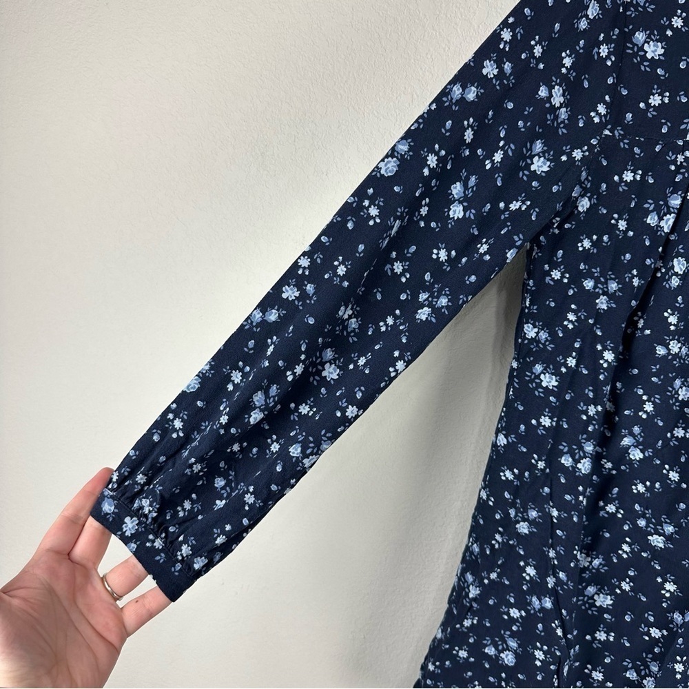 Reformation Blue Floral Cotswold Long Sleeve Mini Dress Size Small - Picture 2 of 7